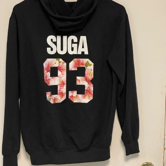 BTS Suga 93 Black Logo Sweater with Hood - Picture 3 of 8
